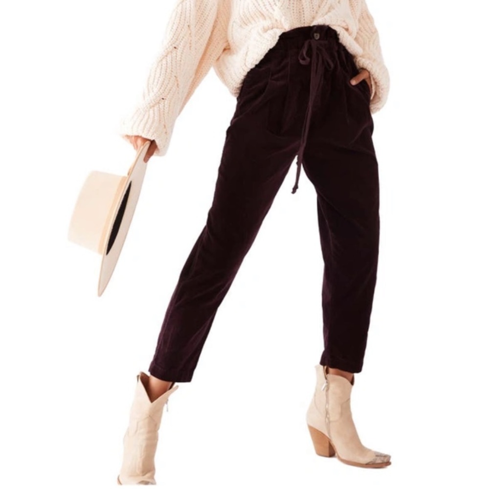 NWT FREE PEOPLE MARGATE CORDUROY PANTS IN PANTHER ROSE Sz XS